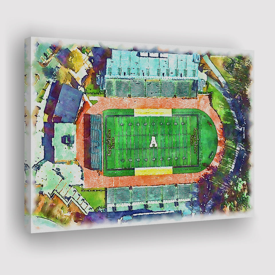 Appalachian Mountaineers Kidd Brewer Stadium Watercolor100, Sport Art Prints Fan Gift, Canvas Prints Wall Art Decor