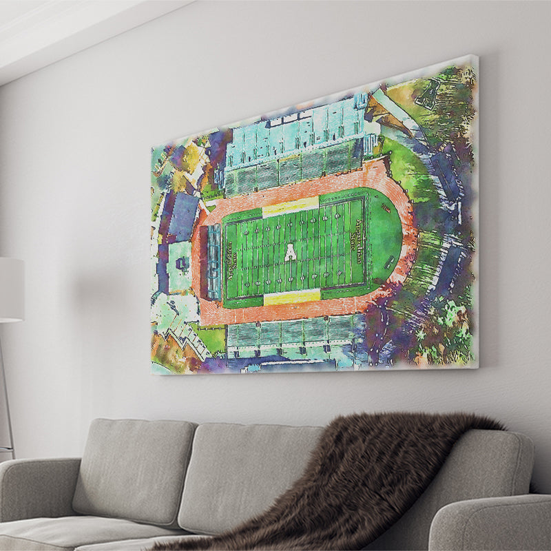 Appalachian Mountaineers Kidd Brewer Stadium Watercolor100, Sport Art Prints Fan Gift, Canvas Prints Wall Art Decor
