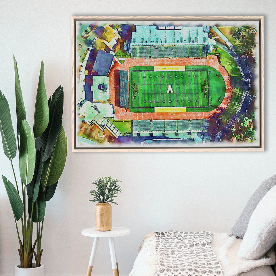 Appalachian Mountaineers Kidd Brewer Stadium Watercolor100, Sport Art Prints Fan Gift, Framed Canvas Prints Wall Art Decor