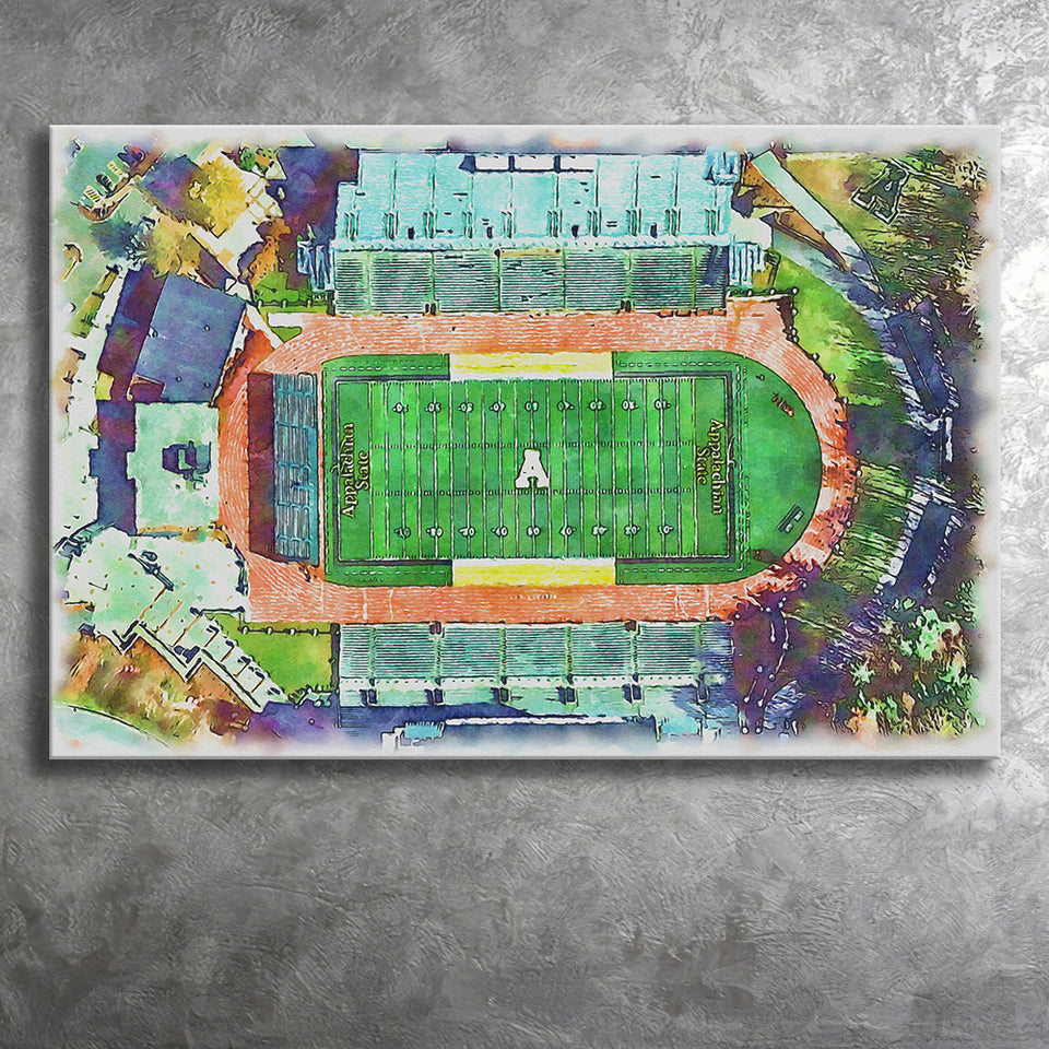 Appalachian Mountaineers Kidd Brewer Stadium Watercolor100, Sport Art Prints Fan Gift, Canvas Prints Wall Art Decor