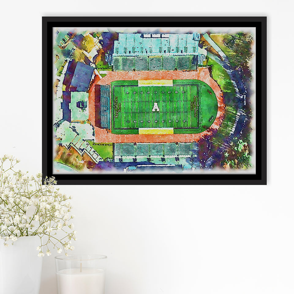 Appalachian Mountaineers Kidd Brewer Stadium Watercolor100, Sport Art Prints Fan Gift, Framed Canvas Prints Wall Art Decor