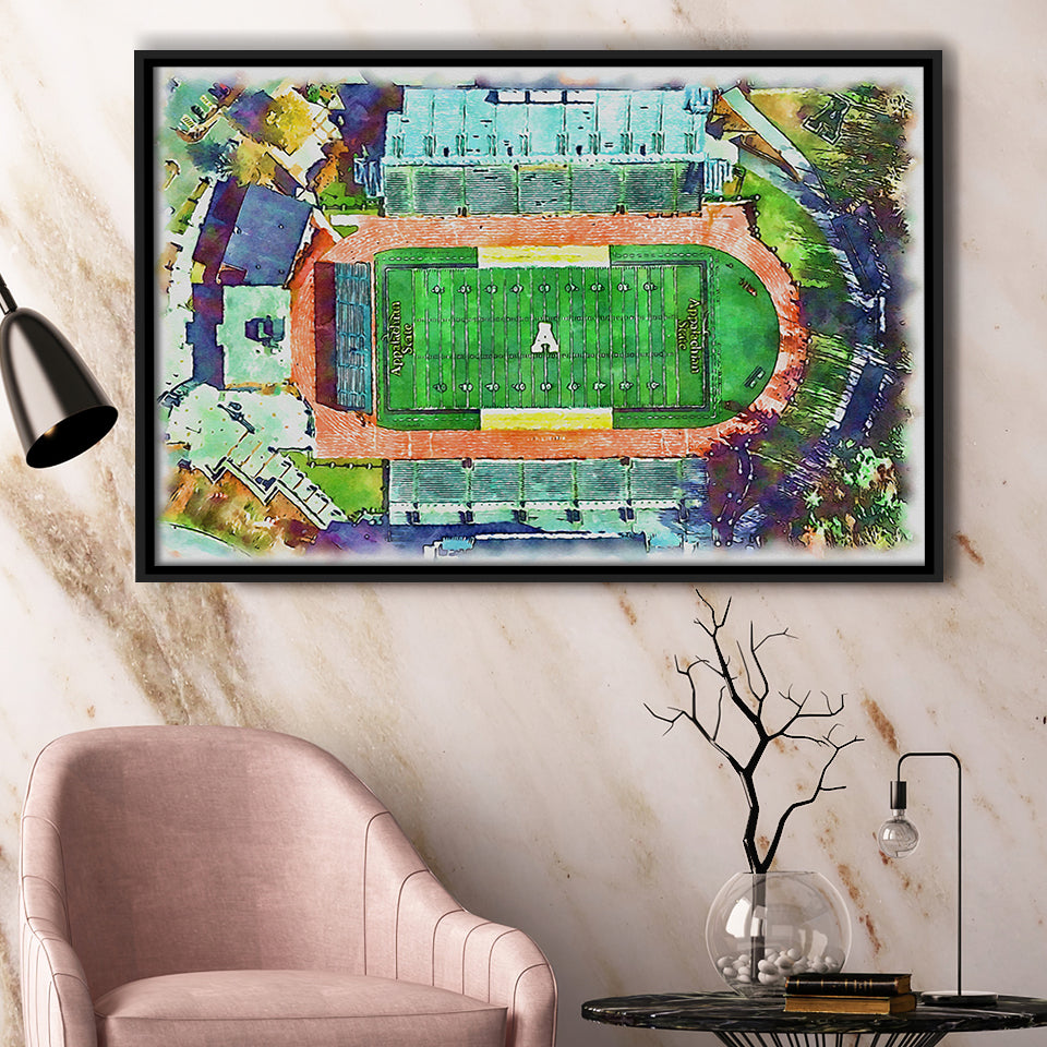 Appalachian Mountaineers Kidd Brewer Stadium Watercolor100, Sport Art Prints Fan Gift, Framed Canvas Prints Wall Art Decor