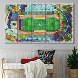 Appalachian Mountaineers Kidd Brewer Stadium Watercolor, 5 Pieces B, Multi Panel Canvas Prints Wall Art Decor