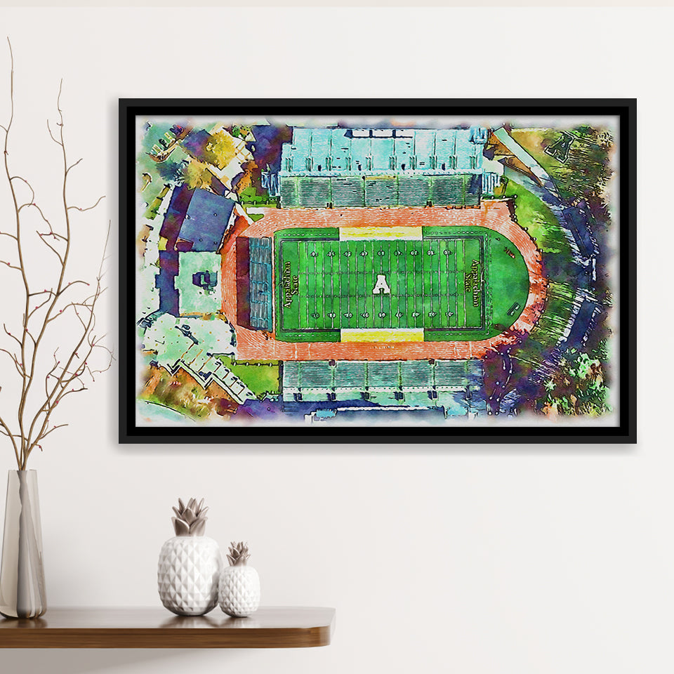 Appalachian Mountaineers Kidd Brewer Stadium Watercolor100, Sport Art Prints Fan Gift, Framed Canvas Prints Wall Art Decor