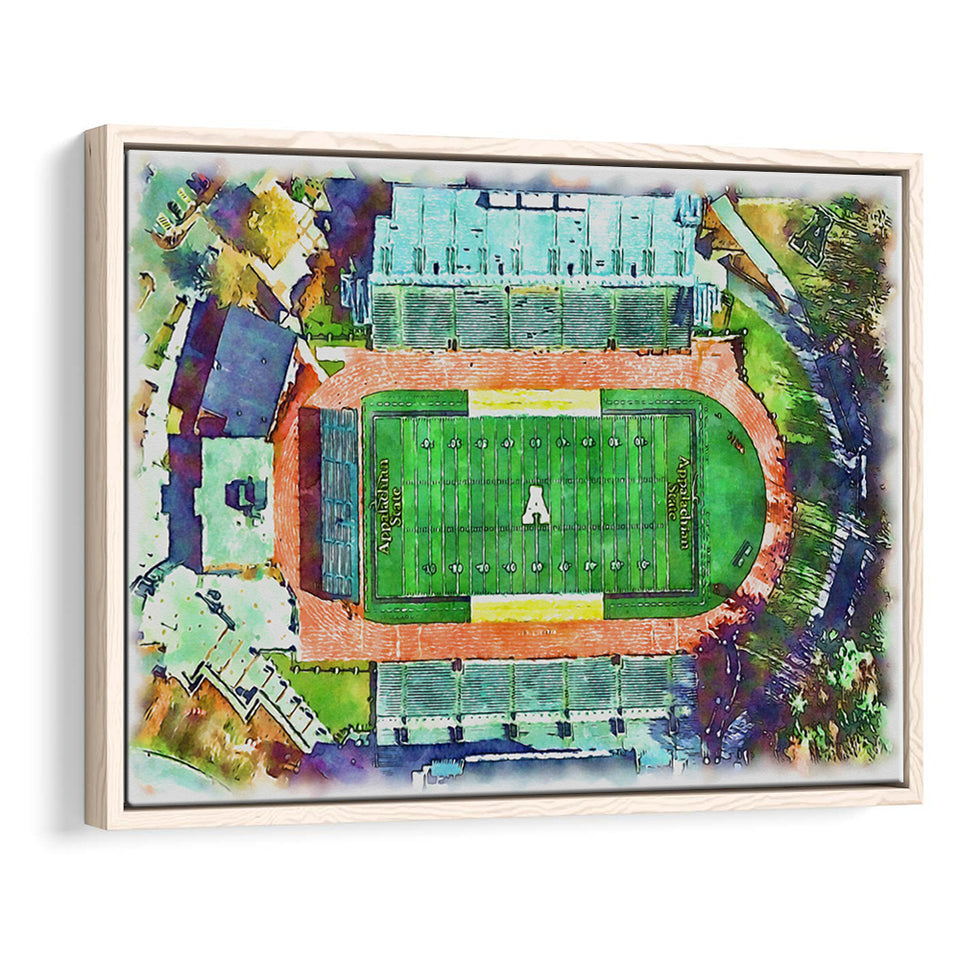 Appalachian Mountaineers Kidd Brewer Stadium Watercolor, Sport Art Prints Fan Gift, Framed Canvas Prints Wall Art Decor