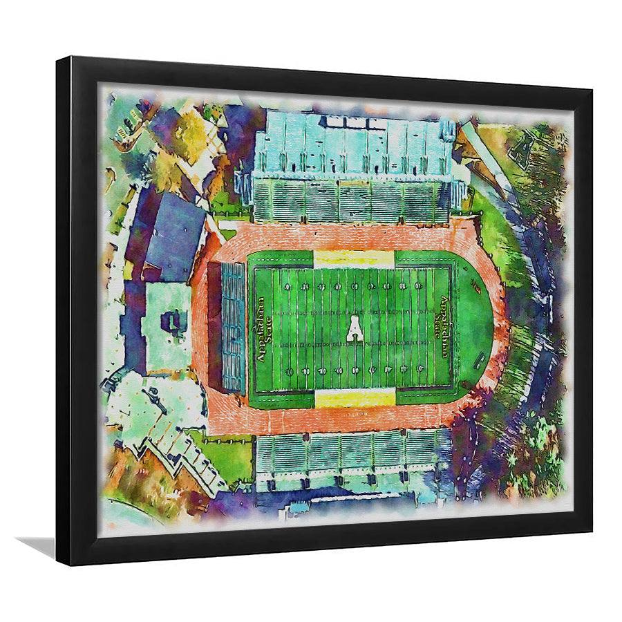 Appalachian Mountaineers Kidd Brewer Stadium Watercolor, Sport Prints Fan Gift, Framed Art Prints Wall Art Decor