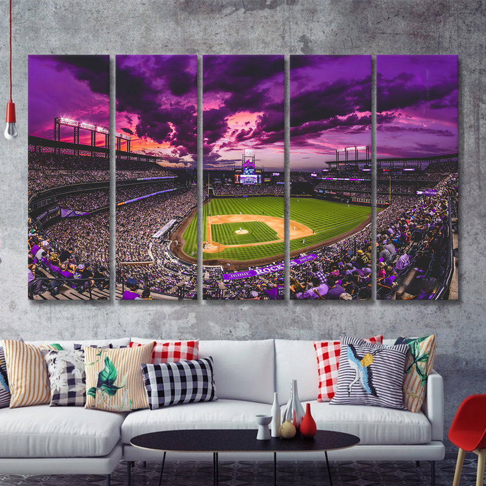 April Leibrock Baseball Stadiums 5 Pieces Canvas Prints Wall Art Decor - Painting Canvas,Multi Panel,Painting Prints,For Sale