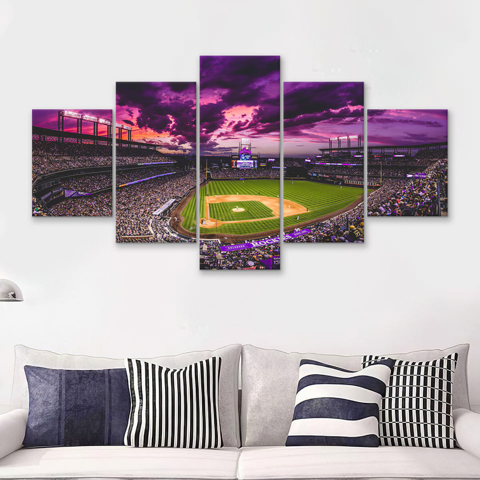 April Leibrock Baseball Stadiums  5 Pieces Canvas Prints Wall Art - Painting Canvas, Multi Panel, Home Wall Decor, For Sale