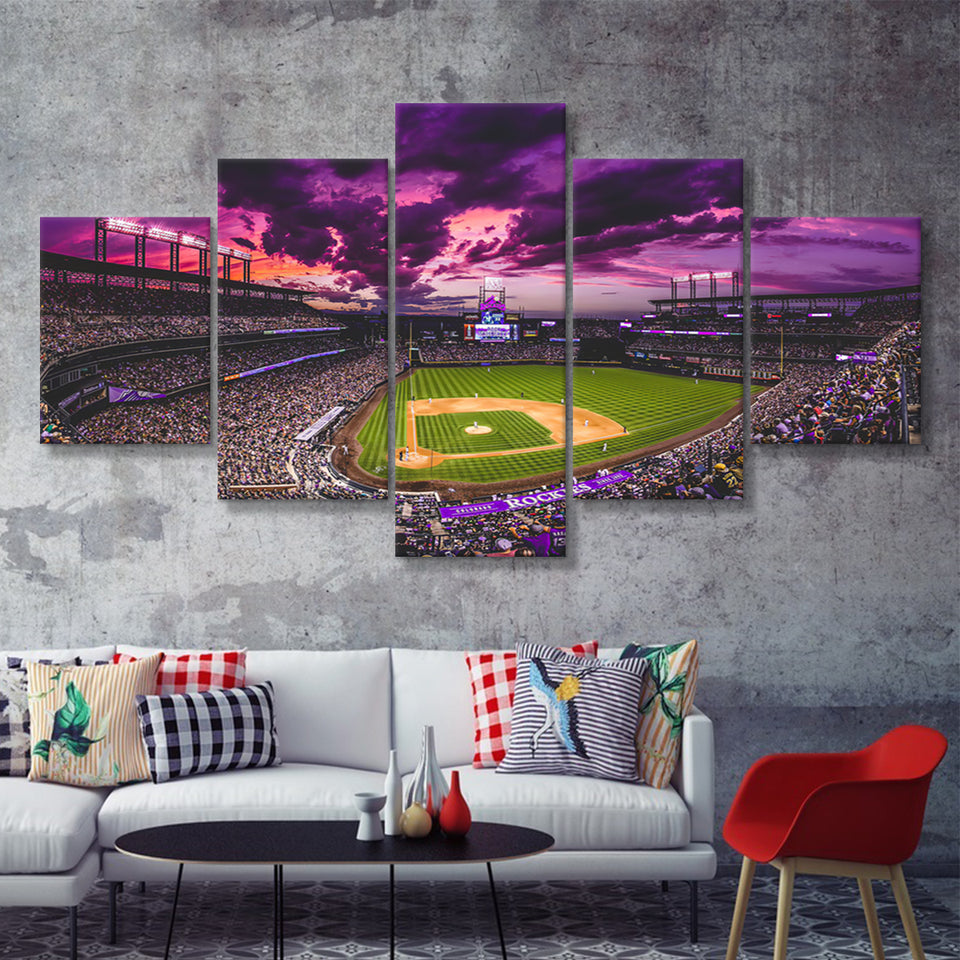 April Leibrock Baseball Stadiums  5 Pieces Canvas Prints Wall Art - Painting Canvas, Multi Panel, Home Wall Decor, For Sale