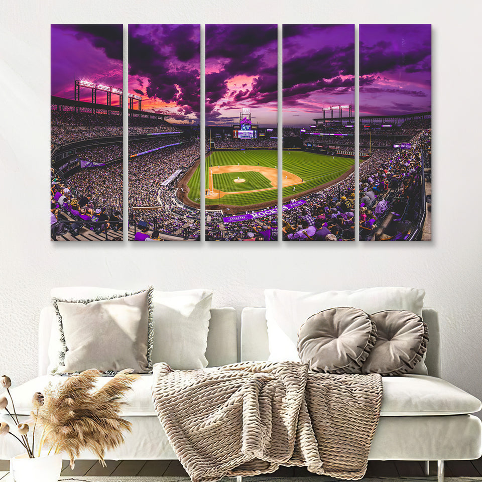 April Leibrock Baseball Stadiums 5 Pieces Canvas Prints Wall Art Decor - Painting Canvas,Multi Panel,Painting Prints,For Sale