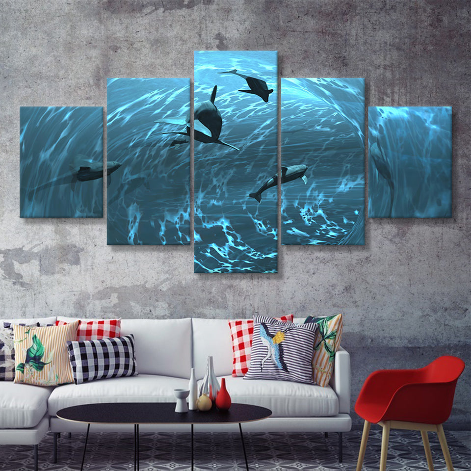Aquarium 5 Pieces Canvas Prints Wall Art - Painting Canvas, Multi Panel