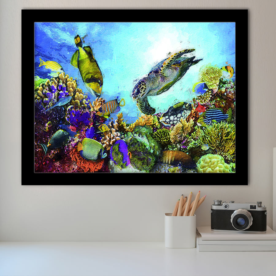 Aquarium Decor for House Underwater Life Framed Art Prints Wall Decor - Painting Prints, Framed Picture, Home Decor