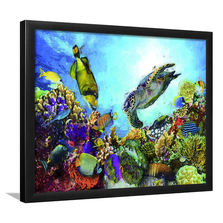 Aquarium Decor for House Underwater Life Framed Art Prints Wall Decor - Painting Prints, Framed Picture, Home Decor