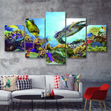 Aquarium Decor for House Underwater Life 5 Piece Canvas Prints Wall Art Decor - Painting Canvas, Multi Panels