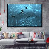 Aquarium Framed Canvas Prints Wall Art - Painting Canvas, Floating Frame, Wall Decor