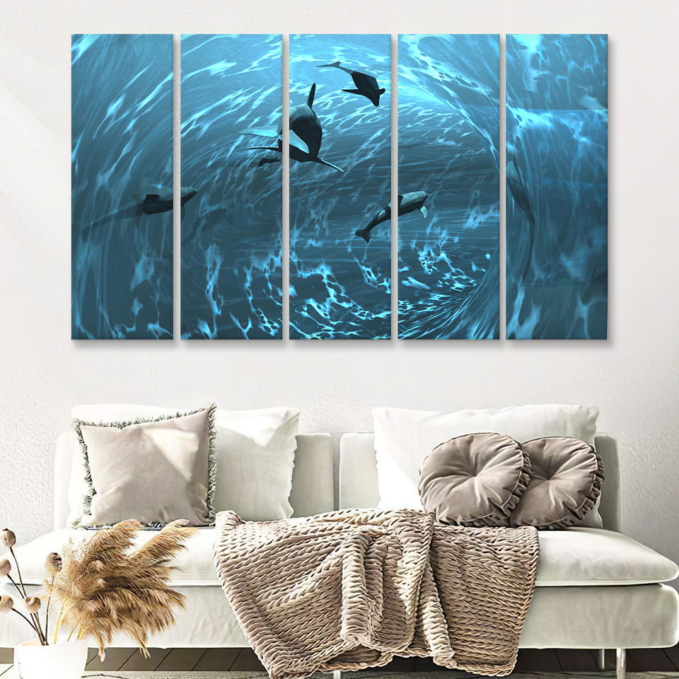 Aquarium 5 Pieces B Canvas Prints Wall Art - Painting Canvas, Multi Panel