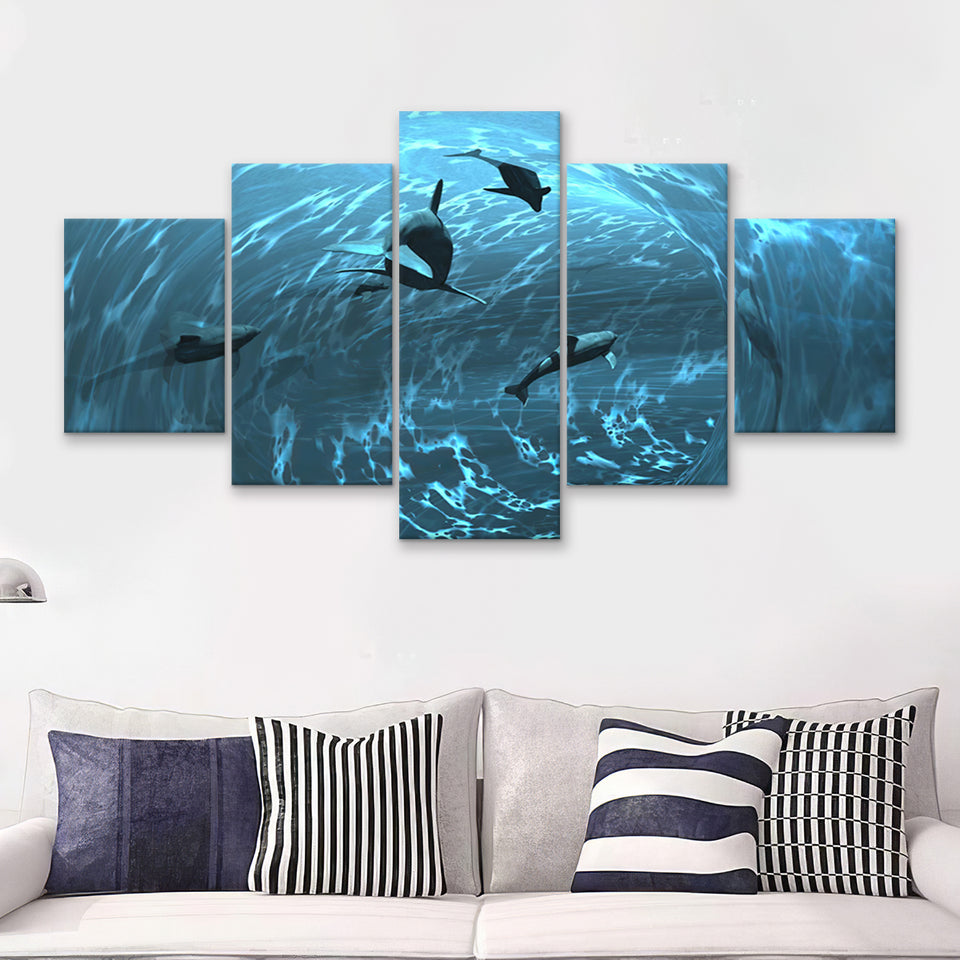 Aquarium 5 Pieces Canvas Prints Wall Art - Painting Canvas, Multi Panel
