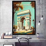 Arc de Triomphe Retro Art Print, City Art Print, Framed Art Print Wall Art Home Decor, Framed Picture