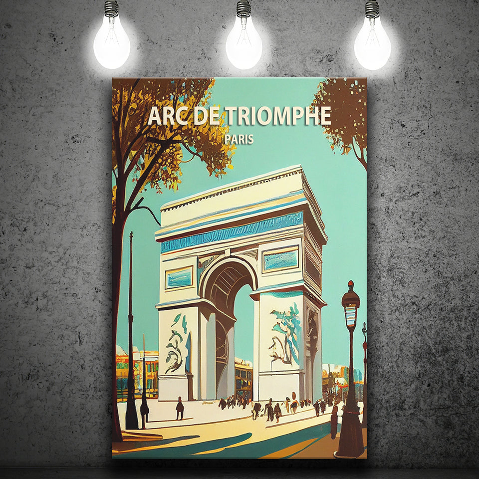 Arc de Triomphe Retro Art Print ,City Art Print, Large Canvas, Canvas Print Wall Art Home Decor