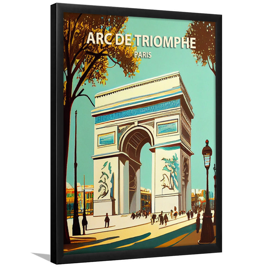 Arc de Triomphe Retro Art Print, City Art Print, Framed Art Print Wall Art Home Decor, Framed Picture