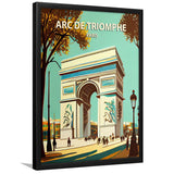 Arc de Triomphe Retro Art Print, City Art Print, Framed Art Print Wall Art Home Decor, Framed Picture