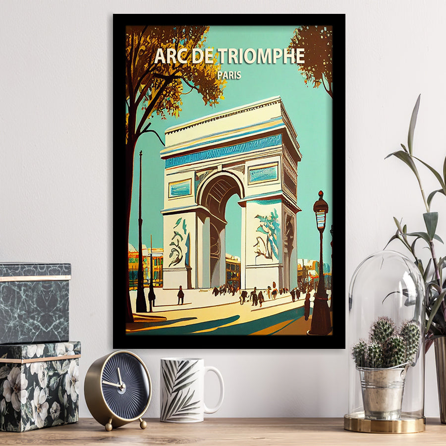 Arc de Triomphe Retro Art Print, City Art Print, Framed Art Print Wall Art Home Decor, Framed Picture