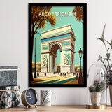Arc de Triomphe Retro Art Print, City Art Print, Framed Art Print Wall Art Home Decor, Framed Picture