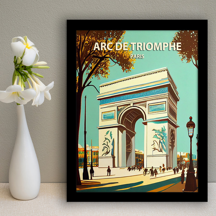 Arc de Triomphe Retro Art Print, City Art Print, Framed Art Print Wall Art Home Decor, Framed Picture