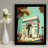 Arc de Triomphe Retro Art Print, City Art Print, Framed Art Print Wall Art Home Decor, Framed Picture