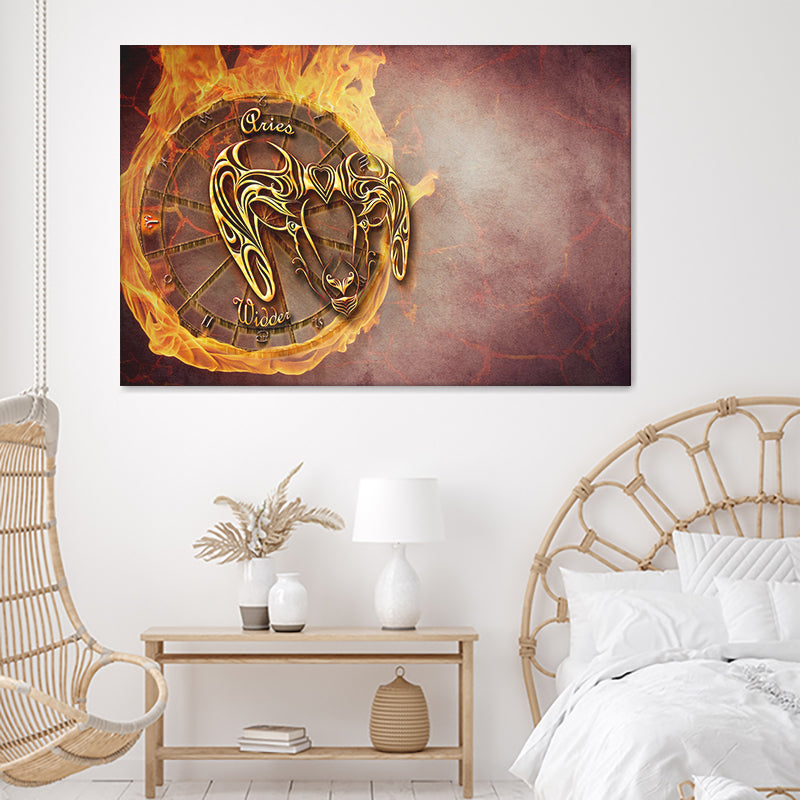 Aries Zodiac Sign Symbol Horoscope Canvas Wall Art - Canvas Prints, Prints For Sale, Painting Canvas,Canvas On Sale