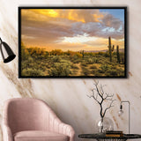 Arizona Desert, Sonoran Desert Framed Canvas Prints Wall Art Decor, Black Floating Frame