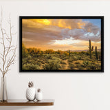 Arizona Desert, Sonoran Desert Framed Canvas Prints Wall Art Decor, Black Floating Frame