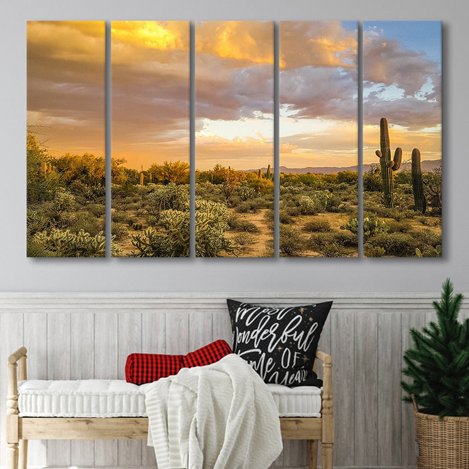 Arizona Desert, Sonoran Desert 5 Panels B,Large Canvas,Canvas Prints Wall Art Home Decor