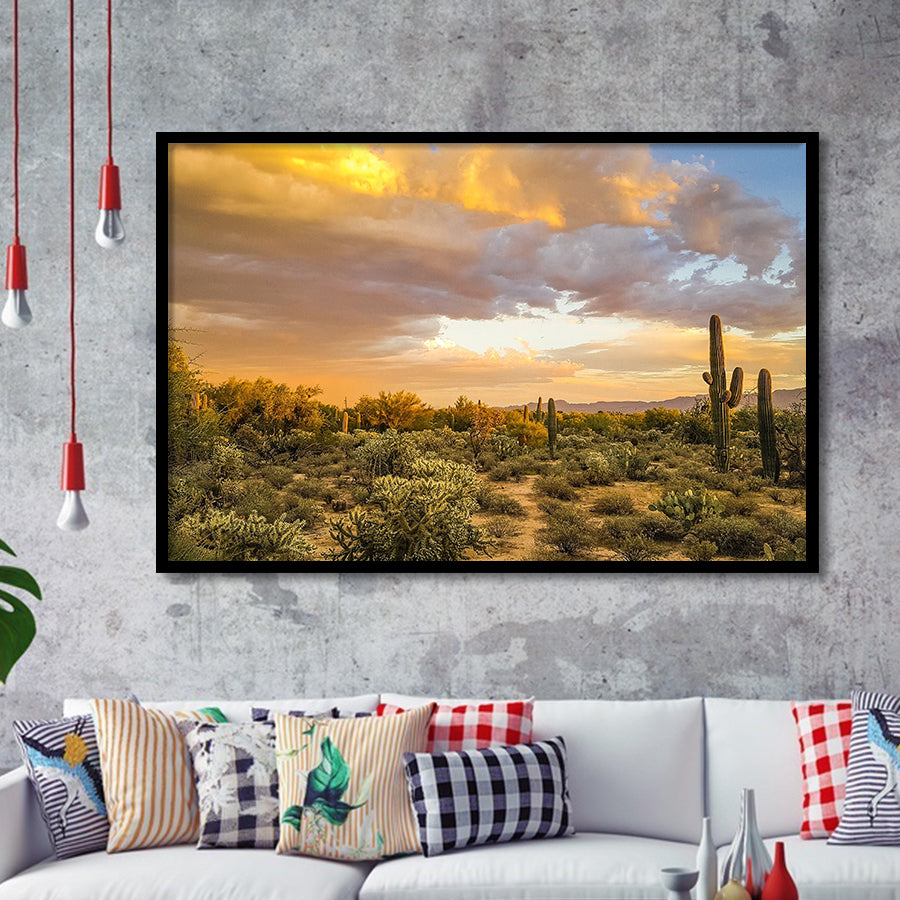 Arizona Desert, Sonoran Desert Framed Art Prints Wall Art Decor,Black Frame, Ready to hang