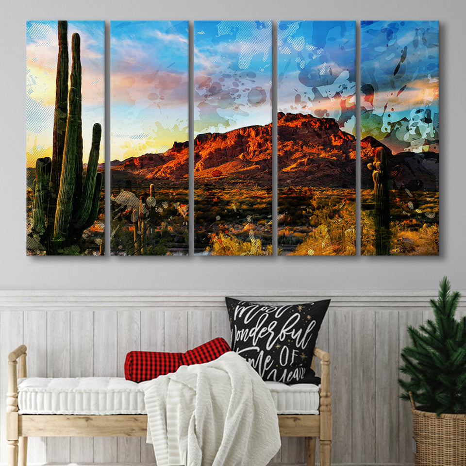 Arizona Desert 5 Piece B Canvas Prints Wall Art Decor, Multi Panels,Large Canvas, Home Decor