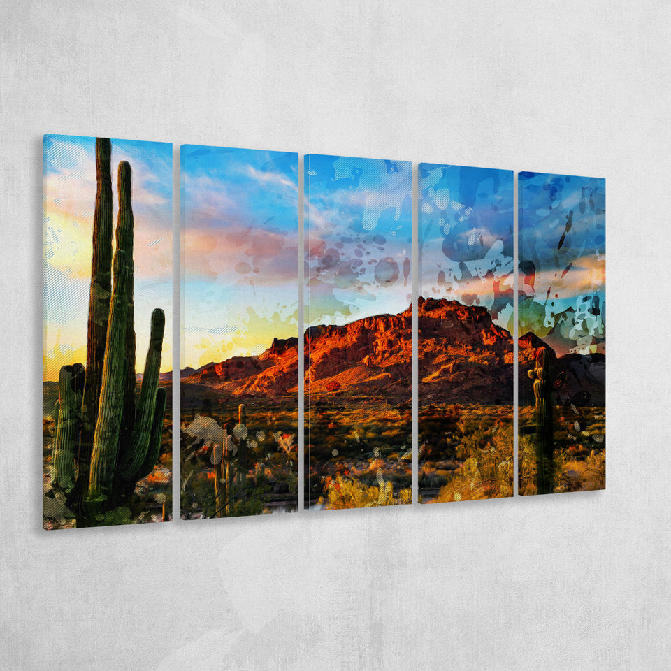 Arizona Desert 5 Piece B Canvas Prints Wall Art Decor, Multi Panels,Large Canvas, Home Decor