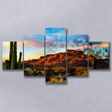 Arizona Desert 5 Pieces Canvas Prints Wall Art Decor - Painting Canvas, Mixed Canvas, Multi Panels