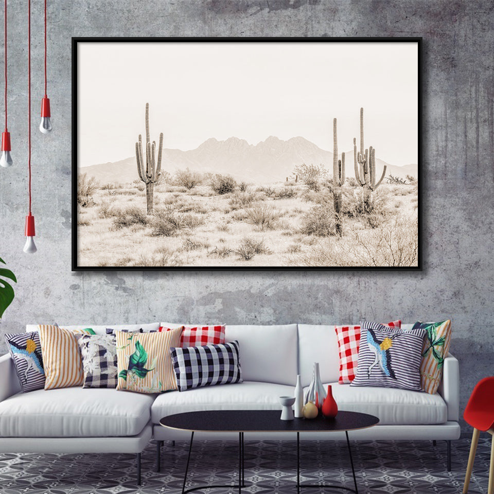 Arizona Desert Sepia Framed Canvas Prints Wall Art - Painting Canvas,Framed Picture,Home Art Wall Decor