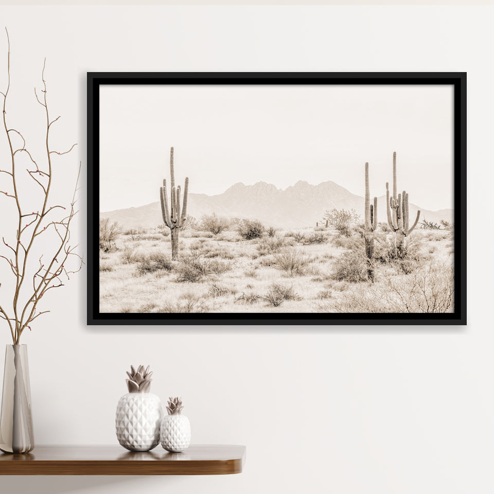 Arizona Desert Sepia Framed Canvas Prints Wall Art - Painting Canvas,Framed Picture,Home Art Wall Decor