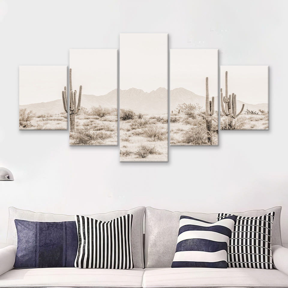 Arizona Desert Sepia 5 Piece Multi Panels Canvas Prints Wall Art - Painting Canvas,Wall Decor