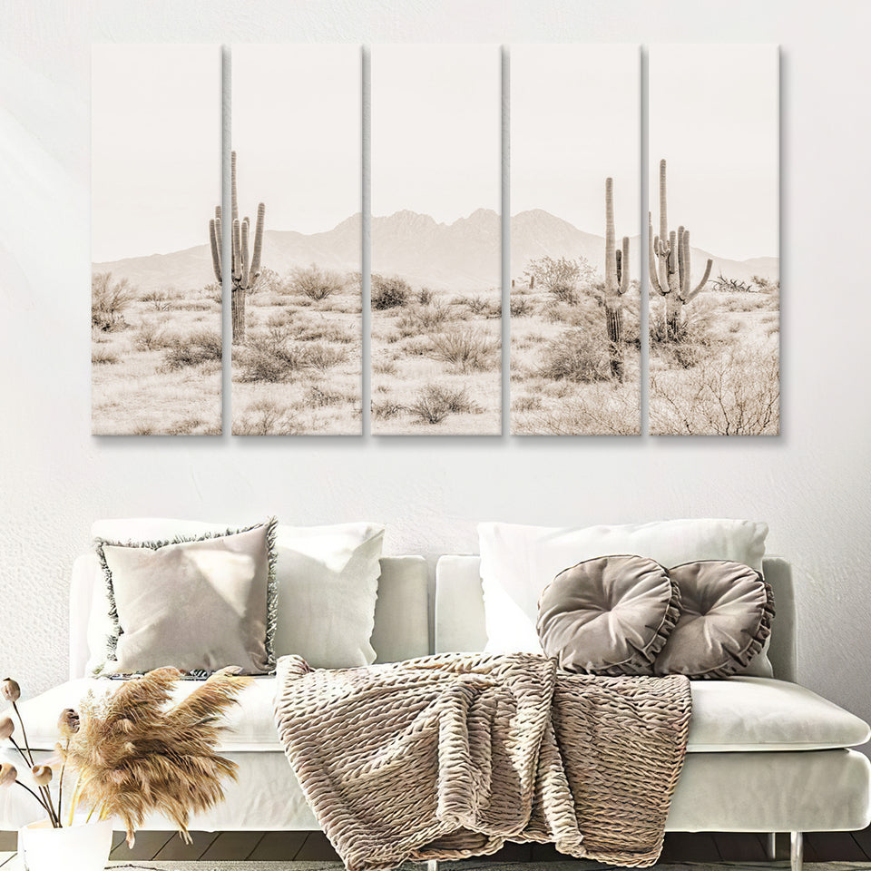 Arizona Desert Sepia 5 Piece B Multi Panels Canvas Prints Wall Art - Painting Canvas,Wall Decor