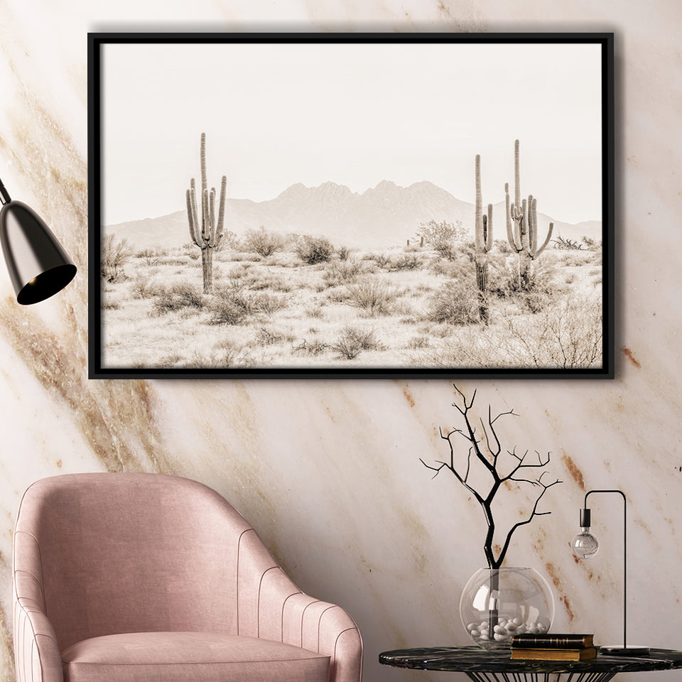 Arizona Desert Sepia Framed Canvas Prints Wall Art - Painting Canvas,Framed Picture,Home Art Wall Decor
