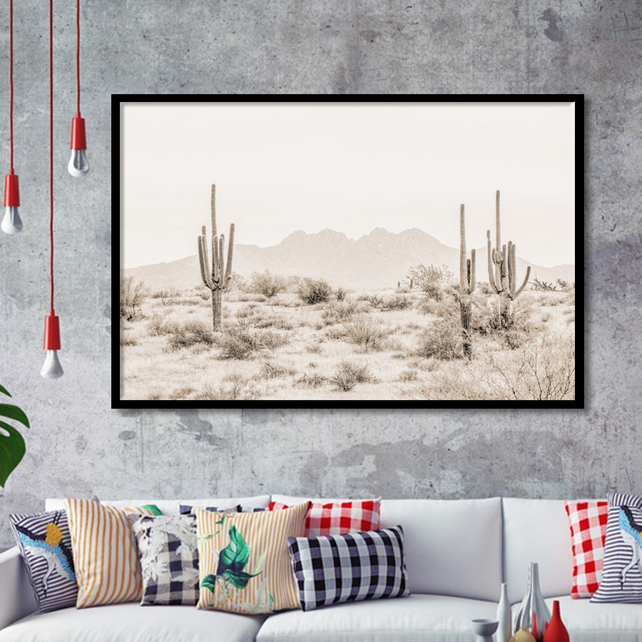 Arizona Desert Sepia Framed Art Print Wall Decor - Painting Art, Framed Picture, Home Decor
