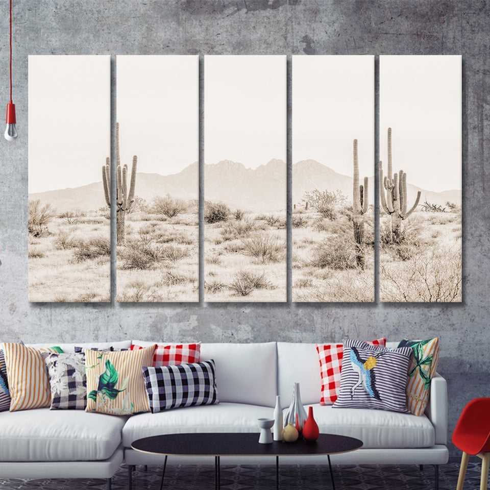 Arizona Desert Sepia 5 Piece B Multi Panels Canvas Prints Wall Art - Painting Canvas,Wall Decor