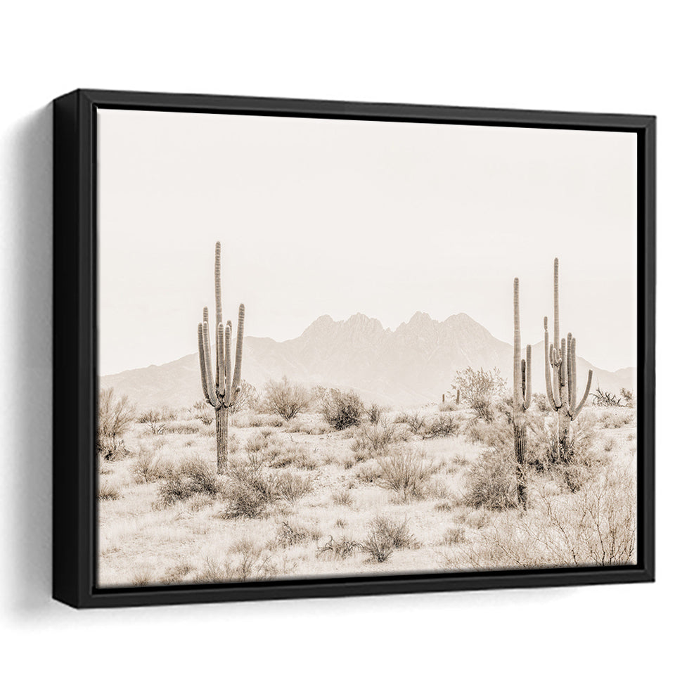 Arizona Desert Sepia Framed Canvas Prints Wall Art - Painting Canvas,Framed Picture,Home Art Wall Decor