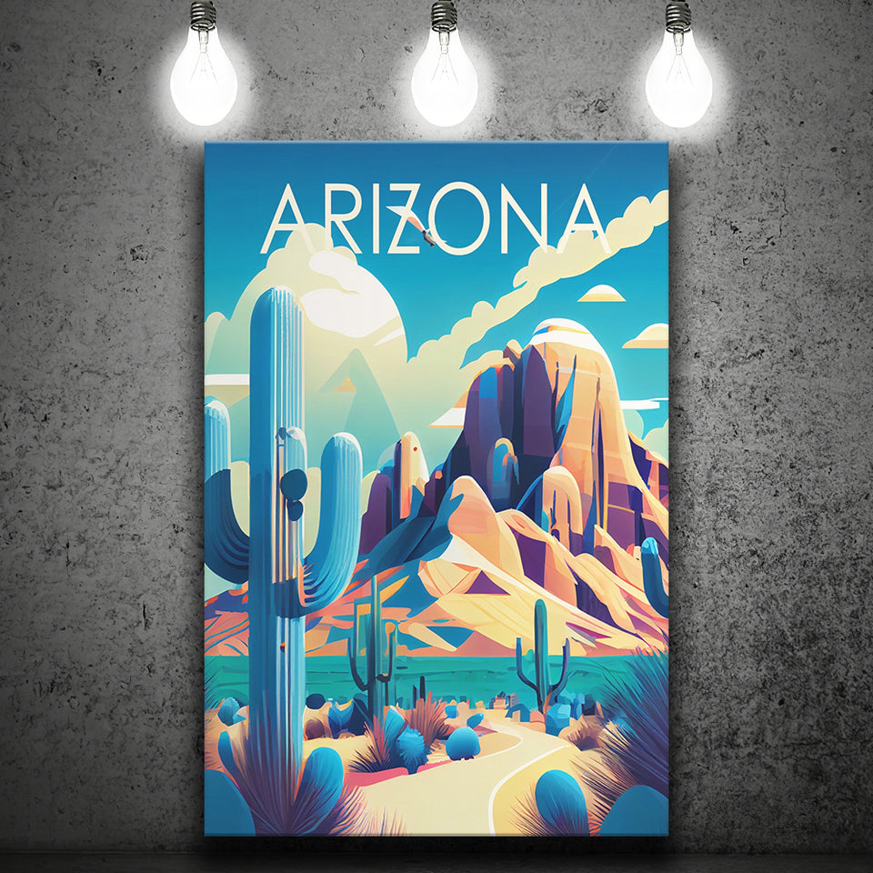 Arizona Retro Art Print ,City Art Print, Large Canvas, Canvas Print Wall Art Home Decor