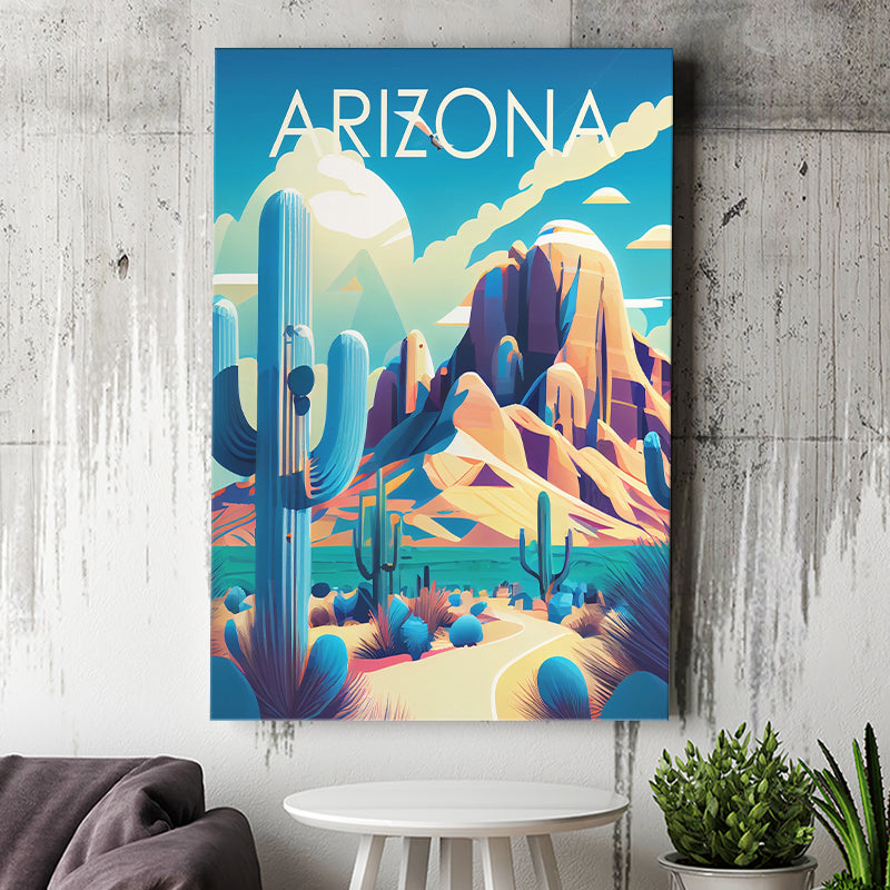 Arizona Retro Art Print ,City Art Print, Large Canvas, Canvas Print Wall Art Home Decor