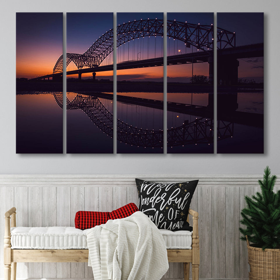 Arkansas Bridge, Memphis Office Decor 5 Panels B,Large Canvas,Canvas Prints Wall Art Home Decor