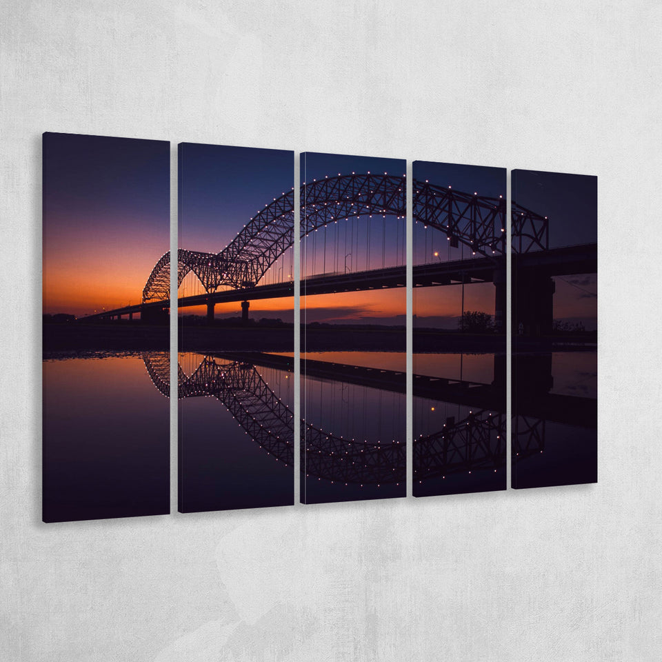 Arkansas Bridge, Memphis Office Decor 5 Panels B,Large Canvas,Canvas Prints Wall Art Home Decor