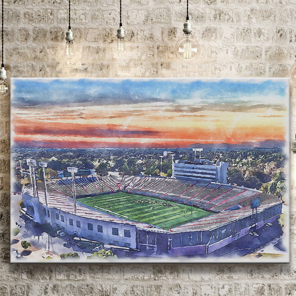 Arkansas Razorbacks War Memorial Stadium Watercolor, Sport Art Prints Fan Gift, Canvas Prints Wall Art Decor